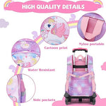 PALAY® Unicorn Print School Backpack for Girls Travel BackPack for Girl School Bag on Wheel Detachable Wheel Stand Gift School Bag for Girls Primary Student