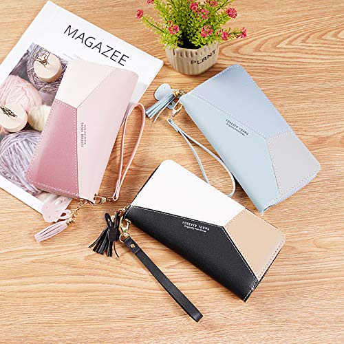 SANNIDHI® Women's Long Wallet Tassel PU Leather Multi- Slots Girls Zipper Coin Large Purse Wallet for Women(Pink)