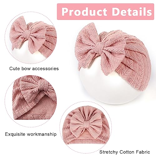 PALAY® 3pcs Cap for Baby Girl Boy,Lovely Bow Caps for Babies,Soft Warm Baby Cap 0-3 Month Stretchy Turban Girl 3-12 Months Infant Hat Newborns Shower Gift X 3