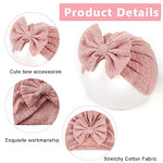 PALAY® 3pcs Cap for Baby Girl Boy,Lovely Bow Caps for Babies,Soft Warm Baby Cap 0-3 Month Stretchy Turban Girl 3-12 Months Infant Hat Newborns Shower Gift X 3