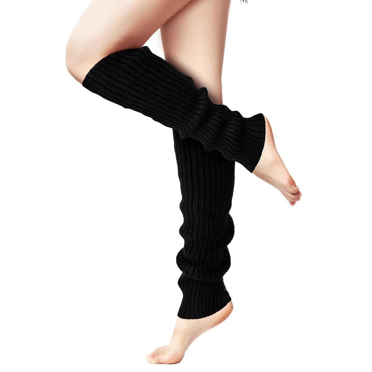 PALAY Leg Warmers for Women and Girls with 44 cm Length featuring No Slip Elastic Fit | Soft Black Ribbed Knit for Dance Yoga and All Season Wear