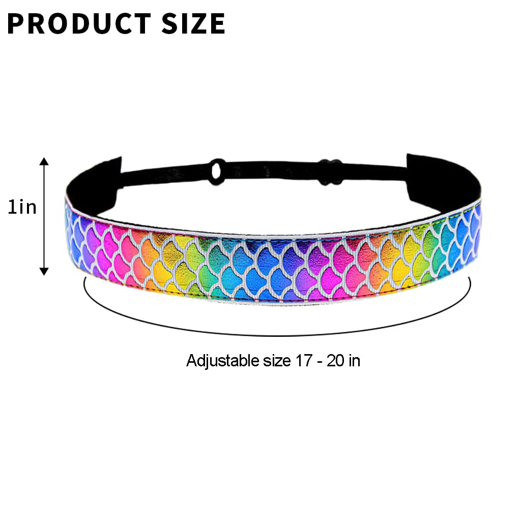 PALAY Mermaid Elastic Headbands for Yoga and Running featuring 2.5cm Width | 4pcs Set