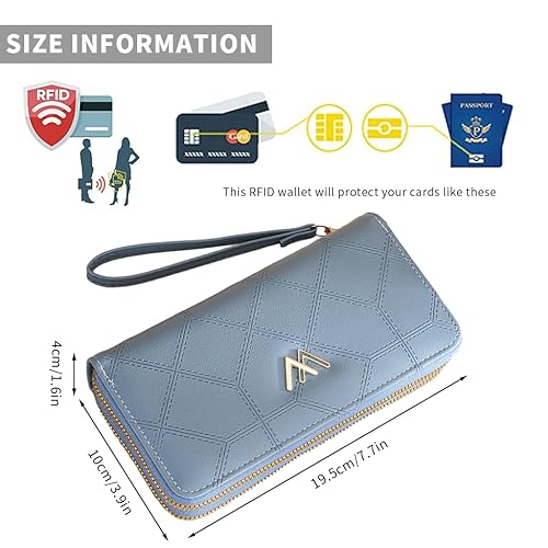 PALAY® Women Purse PU Leather Long Wallet for Women RFID Card Bag Phone Bag Clutch Bag Hand Bag with Hand Strap Fashion Women Wallet Cluntch Bag Gift for Women