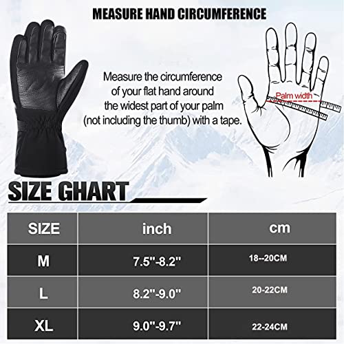 PALAY® Professional Winter Gloves for Skiing, Warm Riding Gloves Touch Screen Finger Anti-slip Design, Ski Gloves, Bike Gloves Windproof Waterproof Riding Gloves for Men(L)