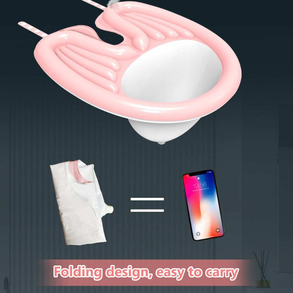 PALAY Inflatable Hair Washing Basin for Bedridden and Elderly with Drain Pipe and Adjustable Buckle