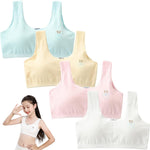 PALAY Training Bras for Teen Girls with Non Wired Support and Cotton Comfort 4 Pack | Seamless Bralettes for Ages 8 14