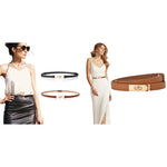 PALAY Women’s Slim Waist Belts for Dress and Shirt with Metal Buckle 96cm Set Black & Brown