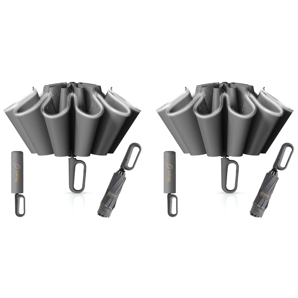 PALAY Umbrella with 10 Dual Ribs and Reflective Strip featuring Carabiner Handle | 2PCS
