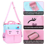 PALAY® Girls School Bag 2 in 1 Book Bag Handbag with Shoulder Belt Pink Unicorn Book Bag for Schoolgirls Book Tote Bag Large Crossbody Book Bag School Gift Daily Item Handbag for Girls 6-12 Years Old