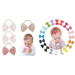 PALAY Hair Bow Set for Baby Girls featuring 4 Elastic Daisy Bands and 20 Ribbon Clips | Handmade