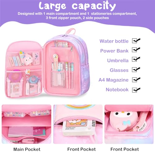 PALAY® School Backpacks For Girls Gift Kids 6-12 Years Old Pink 2 PCS
