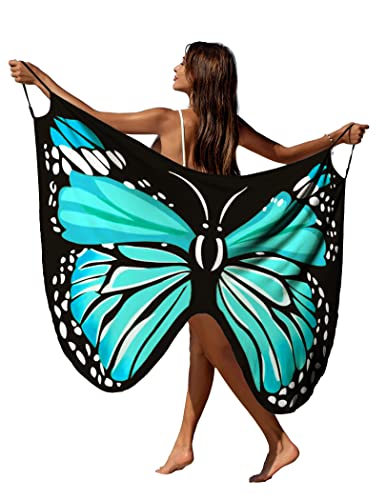 PALAY® Beach Wear for Women Butterfly Print Beach Dress for Women Butterfly Swimsuit Cover Up Lightweight Beach Outfits