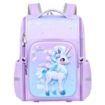 PALAY School Backpack for Girls with Full Opening Zipper and 30x18x40cm Double Layer Design | Purple Unicorn Bag for Students 6–12 Years