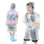 PALAY® Kids Raincoat School Kids Raincoat Cartoon EVA Rain Jacket Knee Length Raincoat with Hood & Intergrated Backpack Rain Cover Kids Raincoat for 6-10 Years Old