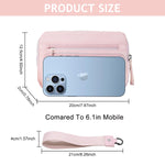 PALAY Wristlet Wallet for Travel with 3 Zipper Compartments and Pink Quilted Nylon Design