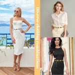 PALAY® Belt for Women Dresses Golden Metal Concho Hip Belt for Saree Fashion Vintage Waist Chain Adjustable Boho Western Ladies Belt Saree for Dresses Jeans Skirts X 2