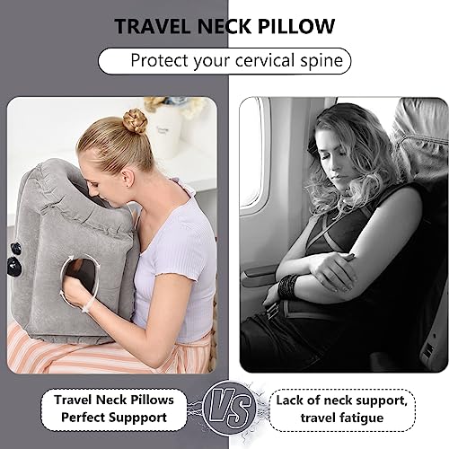 PALAY® Inflatable Travel Pillow, Airplane Neck Pillow Comfortably Supports Head And Chin For Airplanes, Trains, Cars And Office Napping, Grey, Polyvinyl Chloride, One size