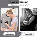 PALAY® Inflatable Travel Pillow, Airplane Neck Pillow Comfortably Supports Head And Chin For Airplanes, Trains, Cars And Office Napping, Grey, Polyvinyl Chloride, One size