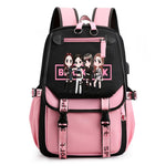 PALAY Black Pink School Backpack for Girls with USB Cable Jack and 30×21×44 cm Size | Nylon Laptop Bag
