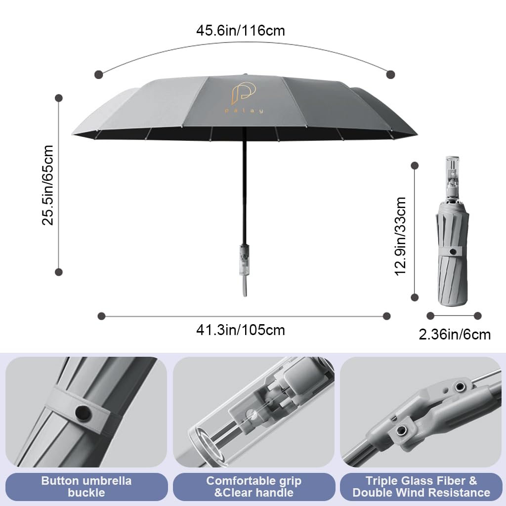 PALAY Umbrella for Sun and Rain Protection with 23 in Canopy and Automatic Open Close | Grey