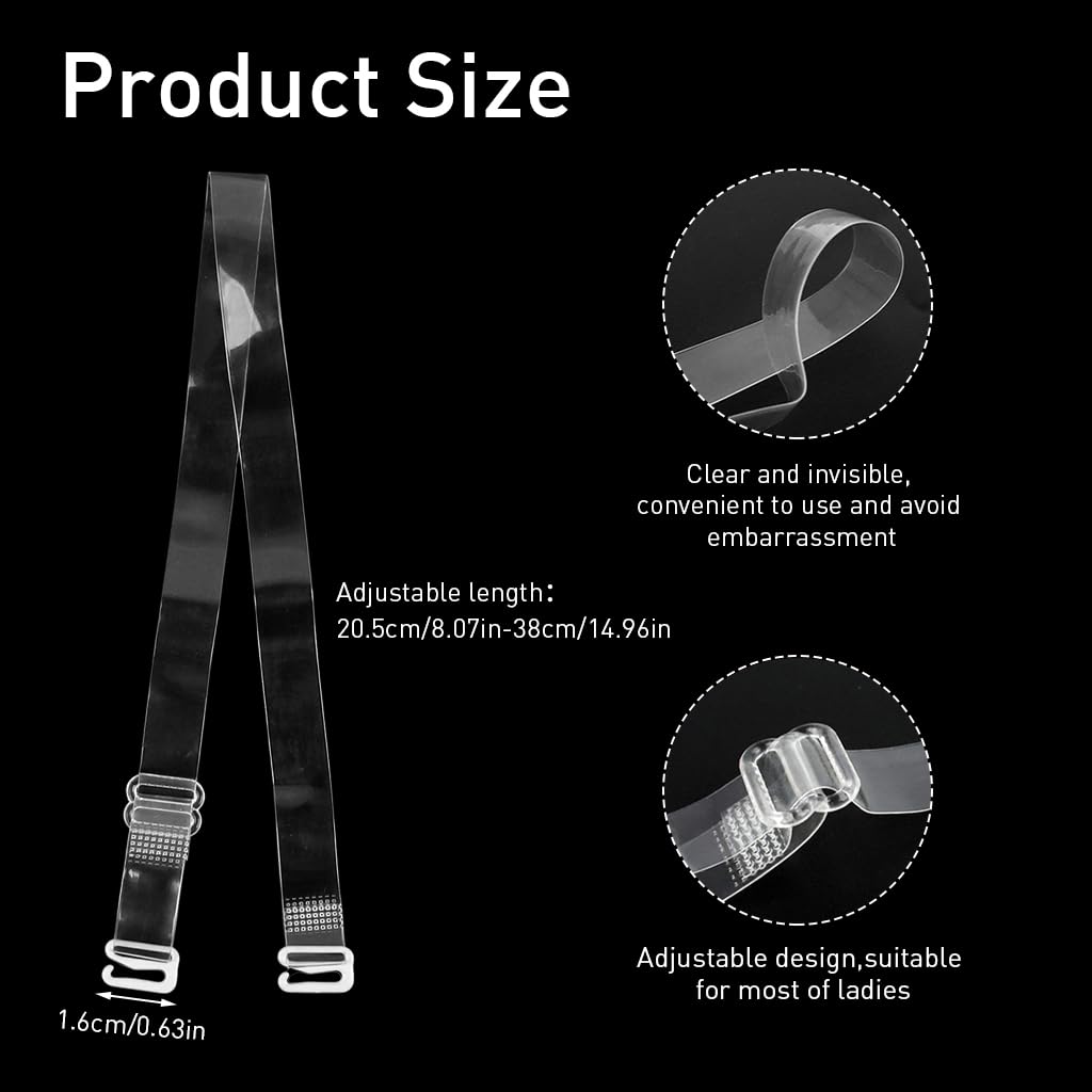 PALAY Invisible Bra Straps for Off Shoulder Dresses with Adjustable 1.2cm Width | 2 Pairs Clear Replacement
