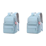 PALAY Fashion Backpack for Students with Multi Pouches and Padded Straps | Blue Nylon 2 PCS