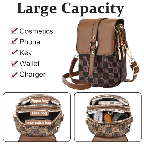 PALAY® Sling Bag for Women Crossbody Bag for Women Phone Bag Stylish PU Leather Mobile Cell Phone Holder Pocket Purse Wallet Sling Bag Mini Shoulder Bags (Coffee Brown)