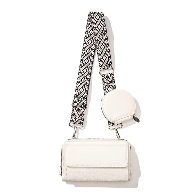 PALAY Women Bag for Everyday Use with Detachable Webbing Strap and Phone Pouch | White PU Crossbody Purse