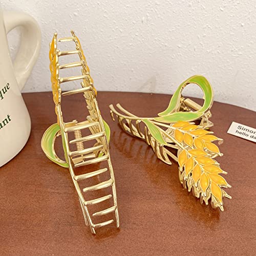 PALAY® Hair Claw Clips for Women Gold Wheat Large Clutcher Girls Bun Metal Strong Hold Jaw Styling Clamps Accessories Medium Thick 2PCS