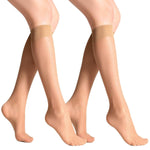 PALAY Womens Sheer Knee High Stockings for Travel with Non Slip Fit and Beige Nylon Comfort