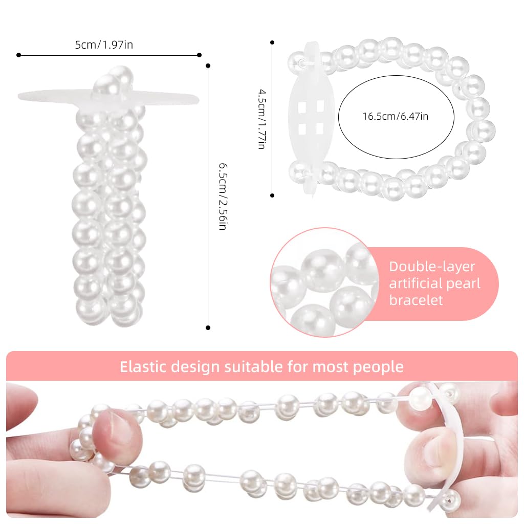 PALAY Pearl Corsage Wristlet Bracelet for Weddings and Proms featuring 8 Elastic Bands | DIY Bridal Accessories