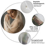 PALAY® Pearls Veil for Wedding Bride, 7.5ft Long Wedding Veil with Comb, 1 Tier Drop White Bridal Veil for Wedding, Soft Tulle Long Cathedral Veil