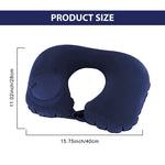 Palay Inflatable Travel Pillow for Airplane and Office with Built In Hand Pump | Soft Blue Flocking