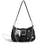 PALAY Shoulder Bag for Women featuring 23x7x13cm size and zipper snap closure | Y2K canvas handbag with chain charm