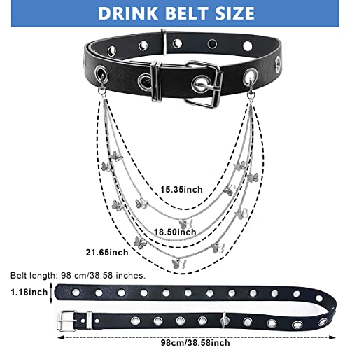 PALAY® Gothic Leather Waist Belt Punk Rock Grommet Belt for Jeans Party Body Jewelry Accessories for Women and Girls (Black 2, 1)