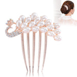 PALAY Peacock Claw Hair Clips for Women with Pearls and Rhinestones 8.5 cm | Non‑Slip Bun Clamp