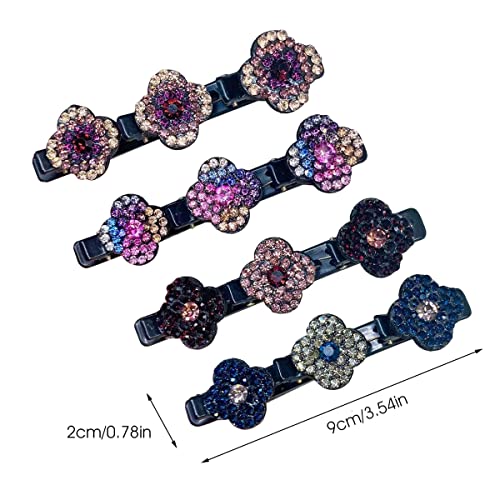 PALAY® 4 Pcs Hair Braid Accessories Hair Sectioning Clamps Sparkling Crystal Stone Hairpins Braided Hair Clips Girls Fashion Hairdressing Styling Tools, Multi