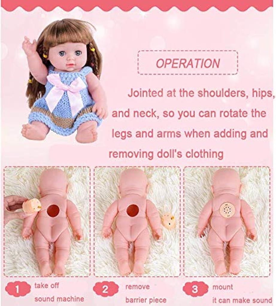 PALAY® Magideal Handmade Realistic Baby Girl Vinyl Doll Rotatable Legs Arms with Removable Clothes Set (30 cm, Green)