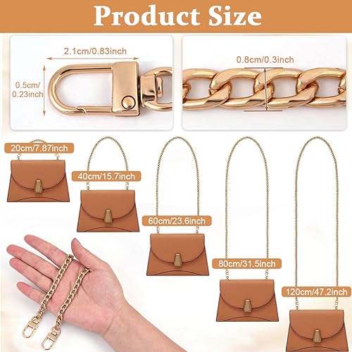 PALAY® Gold Purse Chain, 5PCS Crossbody Chain Strap, Gold Belt Chain, Chain Replacement Accessories, Purse Extender Strap for Crossbody Bags, Purses, Handbags - 5 Sizes