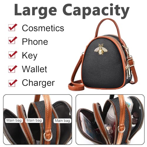 PALAY® Women Sling Bag Fashion PU Daily Bag Small Crossbody Bag Shoulder Bag Hand Bag for Women Multi Layer Sling Bag with Detachable Shoulder Strap