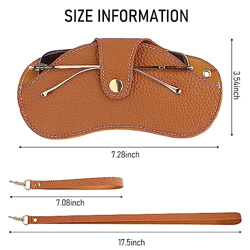 PALAY® Sunglasses Organizer Box Soft Leather Sunglasses Case Stylish Case With Wrist & Shoulder Strap, Waterproof, Dustproof, Classic Brown