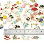 PALAY® Charms for Bracelet Making Gold Plated Enamel Animal Moon Star Fruit Assorted Pendant DIY Necklace Jewellery Kit Crafting Multi 120PCS