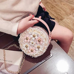 PALAY® Sling Bag For Girls, Cute Bags For Girls Floral Pearl Purse For Girls Princess Casual Handbags For Girls Pink Floral Pear Girls Bags Stylish Latest Small Bags For Girls-Gift For Girls