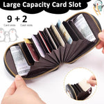 PALAY® Girls Card Bag Travel Card Holder with 10 Compartments Wallet Organizer Bag Zipper Pouch PU Cartoon Penguin Zipper Card Bag RFID Blocking Travel Card Holder 2 PCS