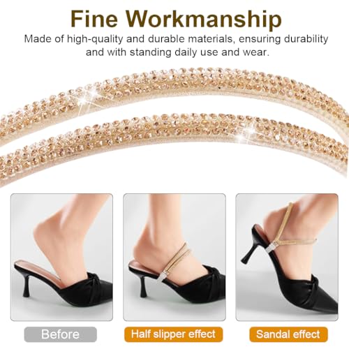 PALAY® Shoe Straps for Heels Detachable Anti Slip Shoe Straps Elastic Ankle Shoelace High Heels Slim Rhinestone High Heel Ankle Straps for Shoe Anti-Loose Stretchable High Heel Strap for Women - 2 Pcs