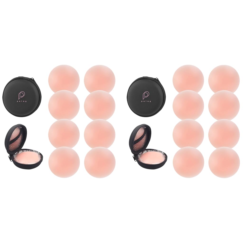 PALAY Nipple Covers for Evening and Party Dress with 4 Pairs 6.5cm Reusable Silicone Pads | Breathable Invisible Adhesive Design