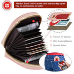 PALAY® Girls Card Bag Travel Holder with 10 Compartments Wallet Organizer Zipper Pouch PU Cartoon Penguin RFID Blocking Pink 3 PCS