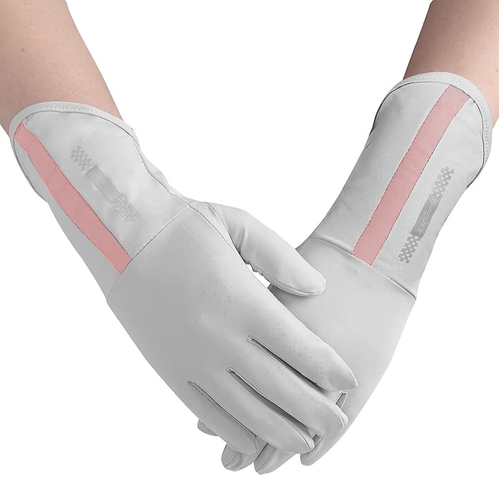 PALAY® Hand Gloves for Bike Riding UV Sun Protection for Women Non-Slip Touch Screen Design UPF 50 Plus Outdoor Fishing Grey 2PCS