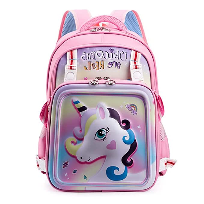 PALAY® 2 in 1 Unicorn Backpack Messenger Bag 16'' Cartoon School Backpack for Girls Gift for Kids Primary (Pink)