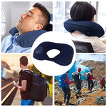 PALAY® Inflatable Travel Pillow Compact Portable Head and Neck Support in Flight Self Pump Up Adjustable U Shaped Ultralight Foam Blue 3PCS